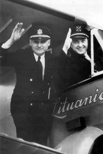Darius and Girėnas at the naming ceremony of their plane the "Lituanica" at Chicago's Municipal Airport (Midway) May, 6th 1933