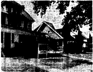 Images from the Plain Dealer of houses on West Boulevard. The original caption read: “Families in the two houses next to the relocation field office [3082 West Blvd], left, will be relocated in the Northwest Freeway program.”