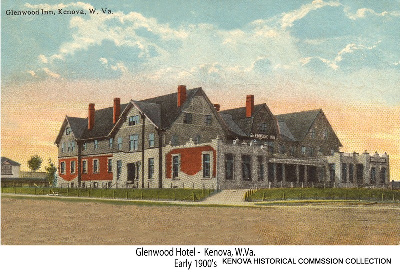 Color postcard of the hotel, this time with the name Glenwood Inn. Image courtesy of the Kenova Historical Commission. 