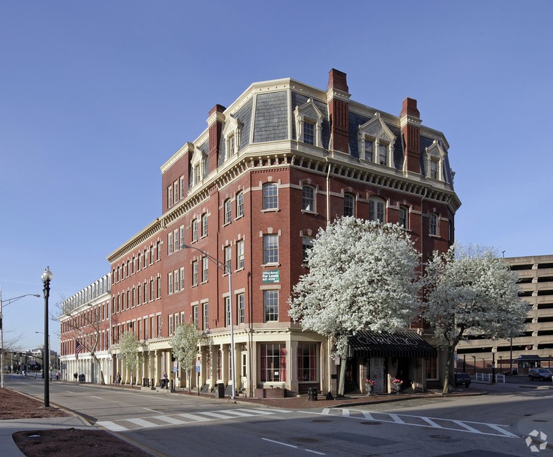 Modern picture showing the Hay and Owens buildings connected by an adjoining wall. 