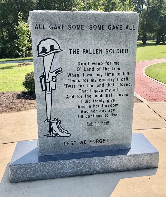 Photo of the reverse side of the War on Terrorism marker. Taken by Mark Hilton, August 22, 2018.