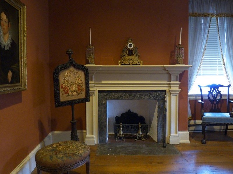 The restored parlor within Trout Hall, to include one of its numerous fireplaces.
