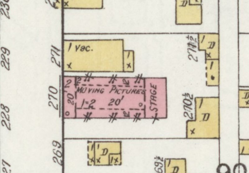 El Teatro La Paz building at "270 Dougherty St." on 1919 Sanborn map (p. 4)