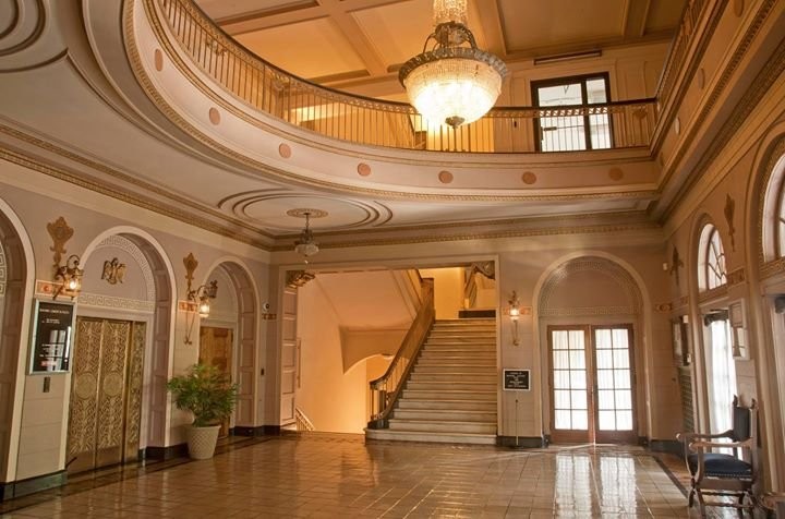 One of the elevator lobbies within the temple.