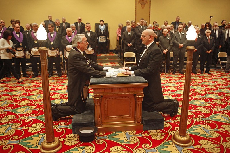 A new District Deputy Grand Master is presented and installed in the Egyptian Hall of the temple in 2012.  