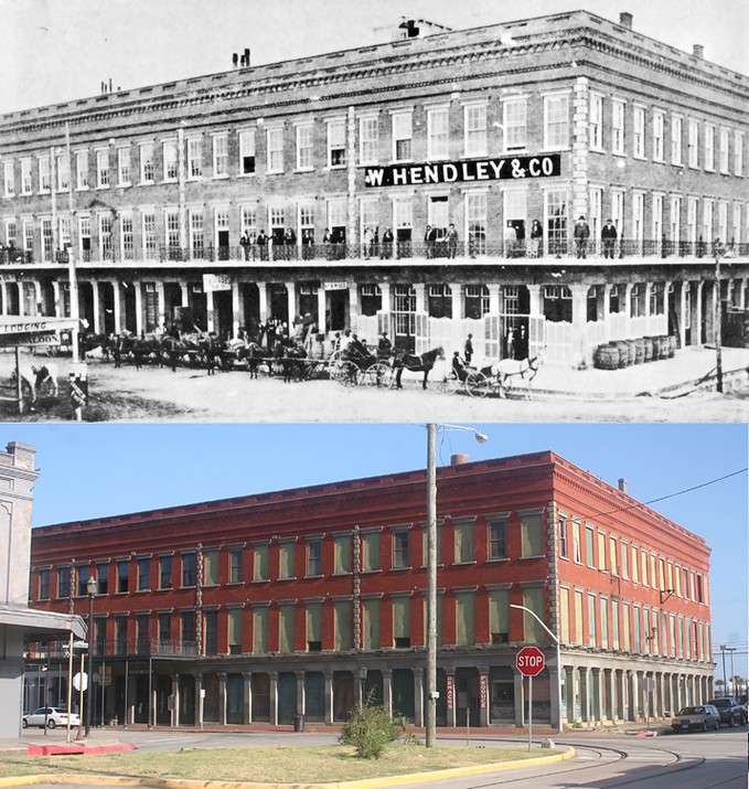 Comparison of the building today and how it appeared a century prior. 