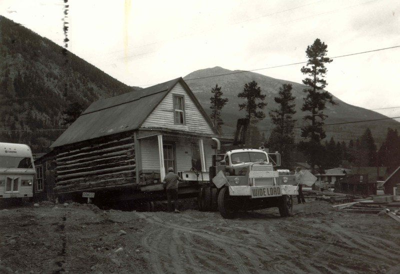 The Prestrud-Staley House on its way from its original location to the Frisco Historic Park