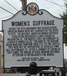 Overlea, MD marker of the Women's Suffrage movement stop.