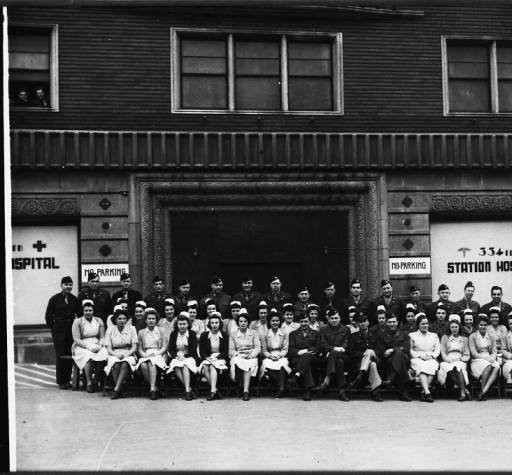 Nurses and other staff in 1945. 