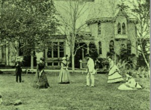 Guests play croquet on the lawn of the Hooker house 