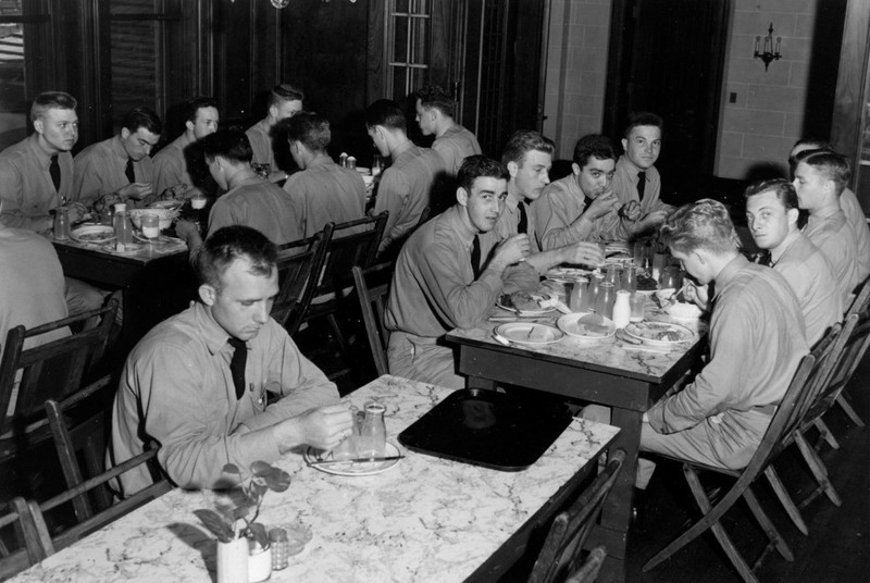 Aviation cadets inside the home in 1942