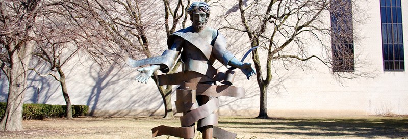 An image of the statue Christ Arisen on Marquette's campus