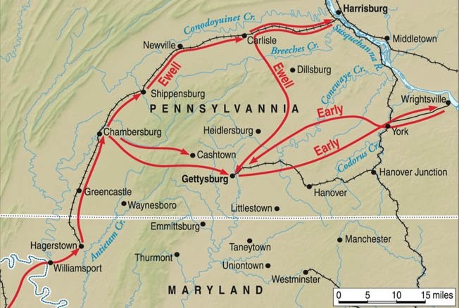 Widely considered the Unions "darkest moment", Confederates planned to march into Pennsylvania, securing two key river crossings before advancing into the heart of the North. Instead, the Rebels retreated to Gettysburg, where Union forces await.