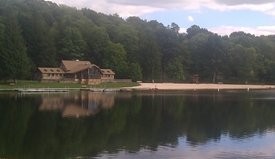 View of Herrington Manor State Park with the Visitor Center and the lake shown, both of which were built by the Civilian Conservation Corps; photo courtesy of Maryland Department of Natural Resources