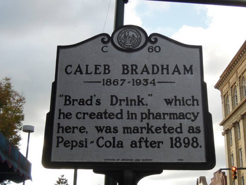 This sign is to honor Caleb Bradham and his invention of Pepsi.