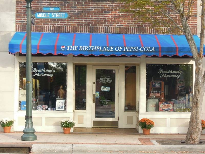 Outside view of Bradham's Pharmacy, where Pepsi was invented.