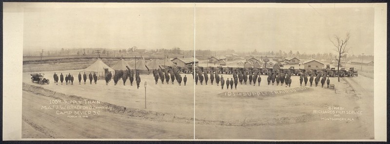 105th Supply Train, Maj. J.W. Bradford commanding, Camp Sevier, S.C., March 13, 1918
Library of congress - Richards Film Service