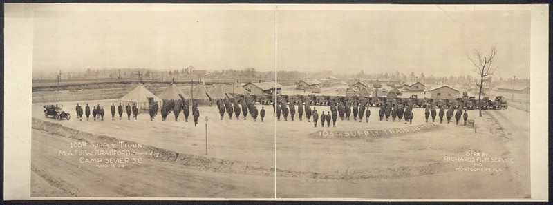 105th Supply Train, Maj. J.W. Bradford commanding, Camp Sevier, S.C., March 13, 1918
Library of congress -  Richards Film Service