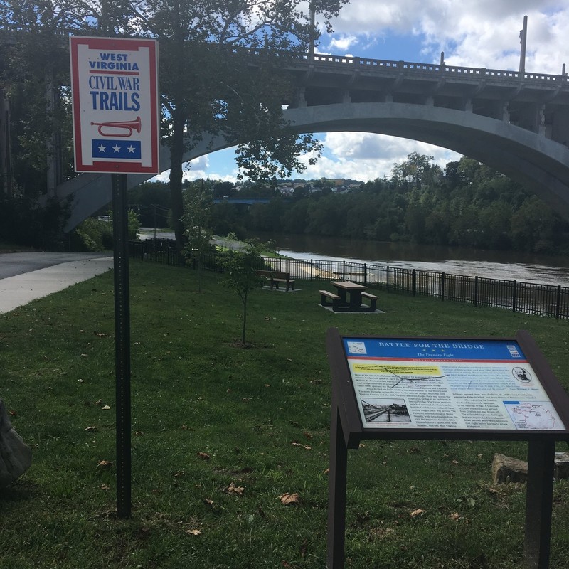 The marker is now part of the West Virginia Civil War Trails. This battle was the largest fought in the northern part of what is now known as West Virginia