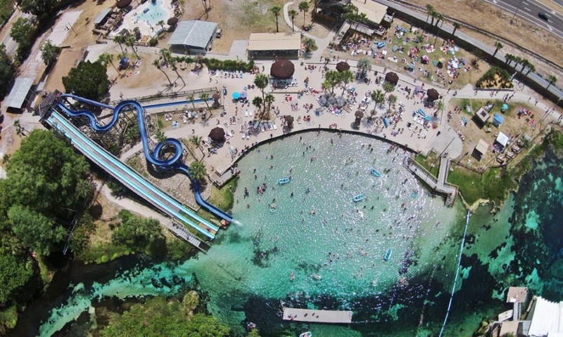 Aerial view of Buccaneer Bay (the water park)