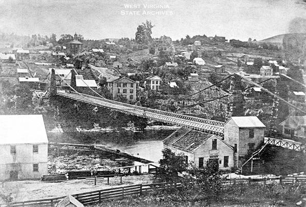 The suspension bridge that was fought for in The Battle for the Bridge, April 29th, 1863.
