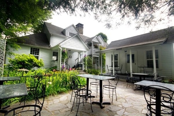 The exterior of The Village Café 2018.