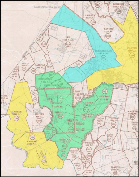 Patents and Northern Neck Grants of Fairfax County. Color emphasis added byby the author.