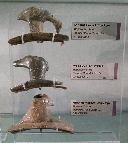 Effigy pipes excavated from Tremper Mound in 1915.