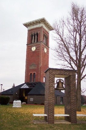 The Rebuilt Galloway Hall, Clock Tower, and Bell