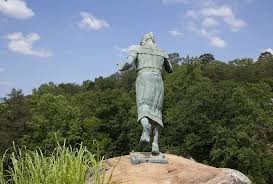 Behind view of the statue at Noccalula Falls