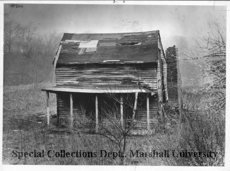 Toll House in 1950 by Guyan River. Around the time it was moved into Barboursville. Courtesy of Marshall University Special Collections. 