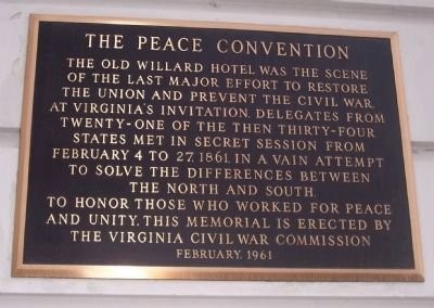 The plaque is located on the Pennsylvania Avenue side of the historic hotel. Photo by Richard E. Miller, March 18, 2008 