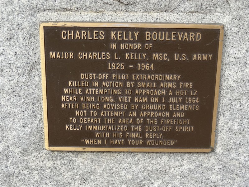 This is the monument placed in honor of Major Charles L Kelly. His last words are inscribed on the monument. 