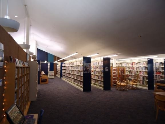 A peek inside of Milton Branch Library.