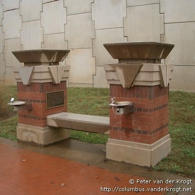 This fountain bench combo was given to the people of Columbus, Georgia from their sister city, Kiryu, Japan, during the 1992 quincentennial celebration.