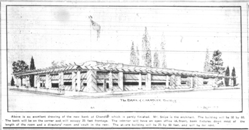 Architectural rendering of Bank of Chandler Building, 1912