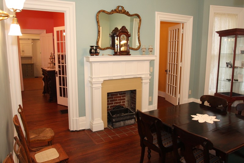 Refurbished parlor, looking into the dining room (left) and sitting room (right)  