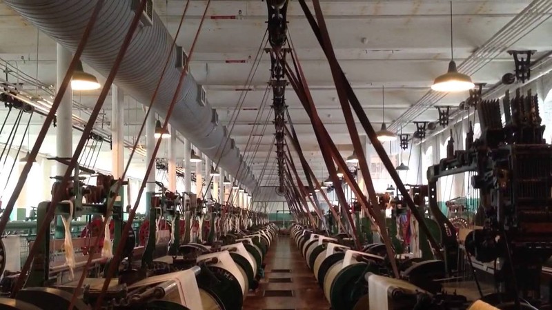 A view of the first floor of the museum showing the textile machines