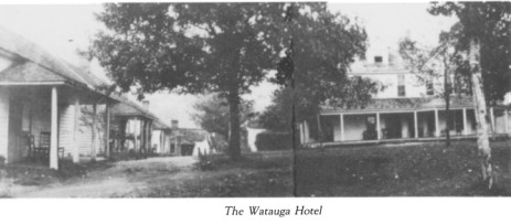 Photo of the cottages as they originally looked and Watuaga Hotel circa late 1890s. (credit: 1888 Museum and Blowing Rock Historical Society) 