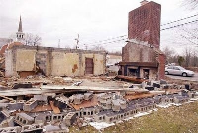 This picture was taken in February of 2009 during the start of Chauncey's demolition. Once the stop-work order had been received, this is all that remained standing.