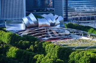 view of the top of The Jay Pritzker Paviliov