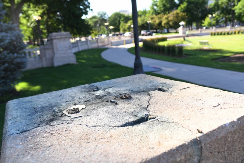 Statue base after dismantling