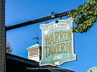 Sign posted outside the Warren Tavern (courtesy of Boston Discovery Guide) 