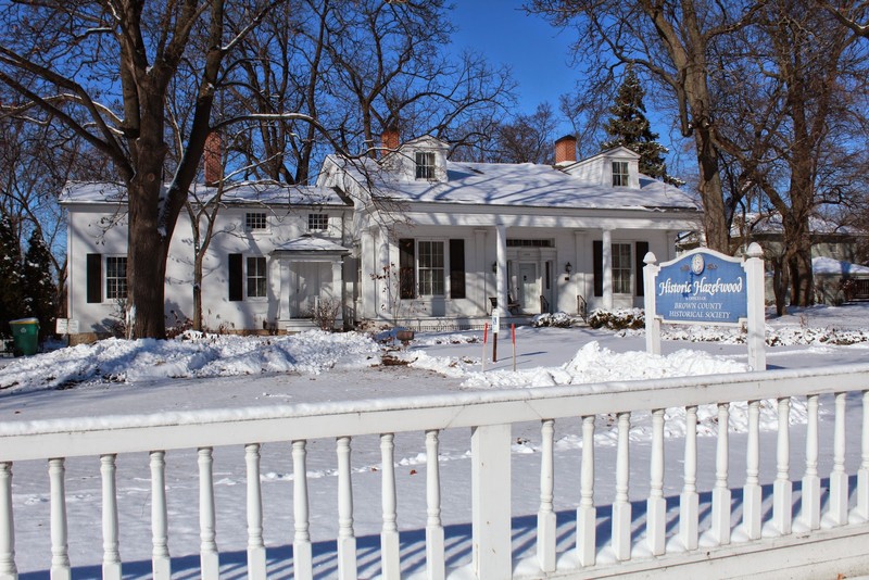 Winter at historic Hazlewood Museum in Green Bay