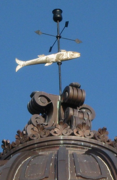 The fish weathervane has been an eccentric staple of both the second and third courthouses. Created out of copper by local Austin Seward in 1884, it stretches 3 feet and 9 inches in length.
