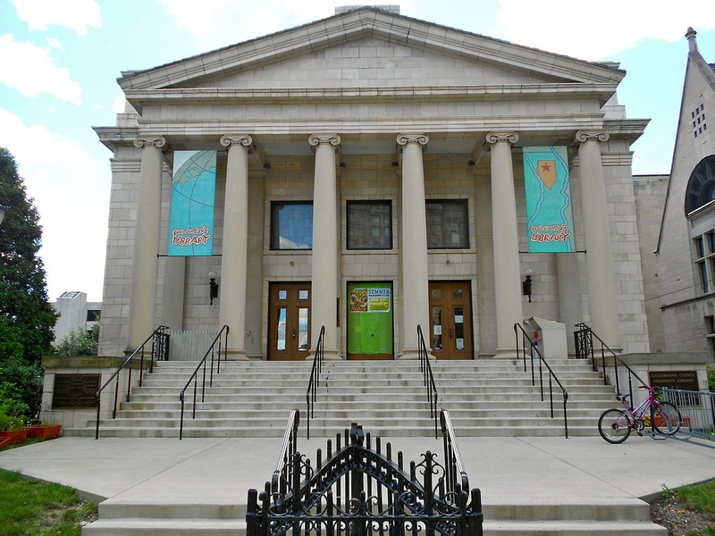 The First Church of Christ, Scientist, now the Lackawanna County Children's Library, was built in 1915 and is a fine example of Classical Revival architecture.