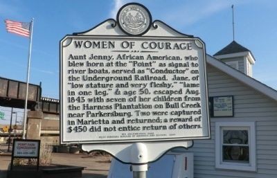 Historical marker commemorating role of Edna Sutton in Underground Railroad in Parkersburg.