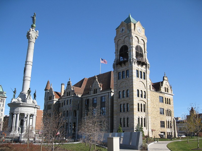 The Lackawanna County Courthouse was built in 1884 and is famous for the site of the first session of the Anthracite Coal Strike Commission, which was the federal's government's first attempt at solving a labor dispute.