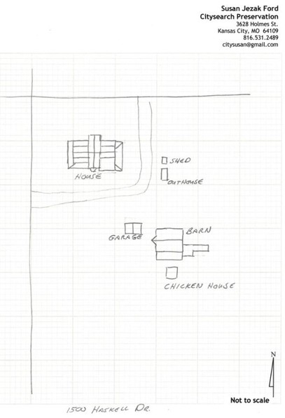 Site plan sketch of Kibbee Farmstead property by Ford (2012)