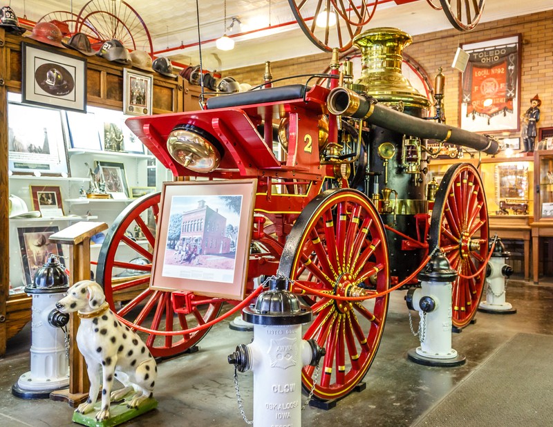 A vintage pumper on display at the museum.